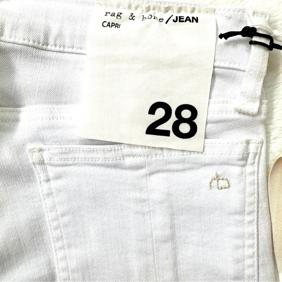 NWT $135 Rag & Bone 10 Inch Capri Jeans with Slit in White 28 - Picture 11 of 14
